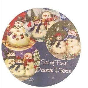 Holiday Magic Snowman Canape Plates -Set of 4